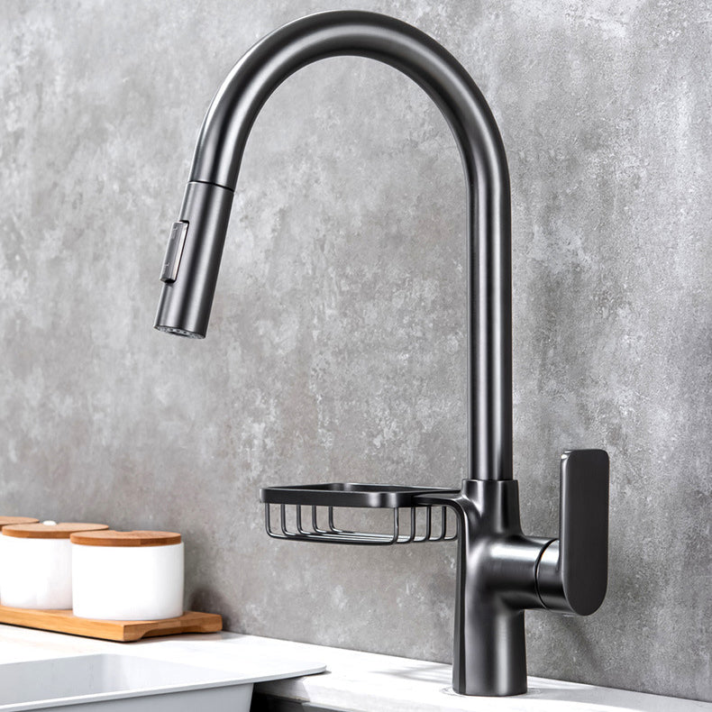 Modern Pot Filler Brass Pulldown Sprayer with Accessories Swivel Spout Kitchen Faucet Clearhalo 'Home Improvement' 'home_improvement' 'home_improvement_kitchen_faucets' 'Kitchen Faucets' 'Kitchen Remodel & Kitchen Fixtures' 'Kitchen Sinks & Faucet Components' 'kitchen_faucets' 6167108