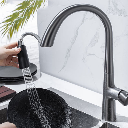 Modern Pull Down Kitchen Faucet Single Handle Faucet with Pull Out Sprayer Clearhalo 'Home Improvement' 'home_improvement' 'home_improvement_kitchen_faucets' 'Kitchen Faucets' 'Kitchen Remodel & Kitchen Fixtures' 'Kitchen Sinks & Faucet Components' 'kitchen_faucets' 6167208