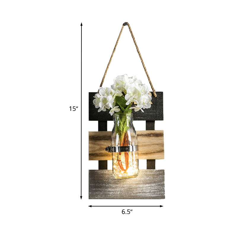 Nordic Flower Accent String Light for Tea Shop Clear Glass Jar Wall Lamp in Pink/White/Yellow Clearhalo 'Wall Lamps & Sconces' 'Wall Lights' Lighting' 616734