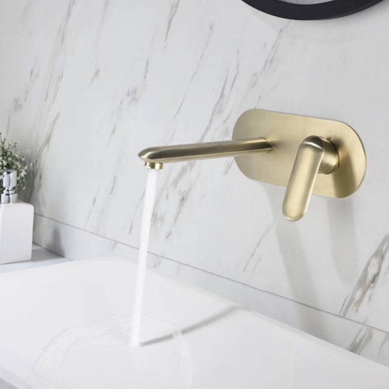 One Hole Faucet One Lever Handle Wall Mounted Bathroom Faucet Clearhalo 'Bathroom Remodel & Bathroom Fixtures' 'Bathroom Sink Faucets' 'Bathroom Sinks & Faucet Components' 'bathroom_sink_faucets' 'Home Improvement' 'home_improvement' 'home_improvement_bathroom_sink_faucets' 6167455