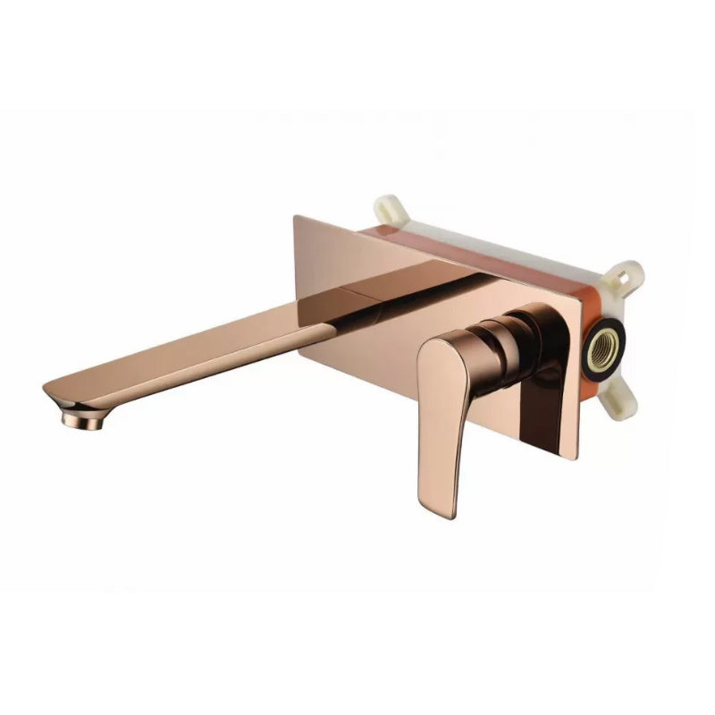 One Hole Faucet One Lever Handle Wall Mounted Bathroom Faucet Rose Gold Square Clearhalo 'Bathroom Remodel & Bathroom Fixtures' 'Bathroom Sink Faucets' 'Bathroom Sinks & Faucet Components' 'bathroom_sink_faucets' 'Home Improvement' 'home_improvement' 'home_improvement_bathroom_sink_faucets' 6167463