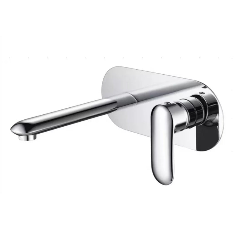 One Hole Faucet One Lever Handle Wall Mounted Bathroom Faucet Chrome Round Clearhalo 'Bathroom Remodel & Bathroom Fixtures' 'Bathroom Sink Faucets' 'Bathroom Sinks & Faucet Components' 'bathroom_sink_faucets' 'Home Improvement' 'home_improvement' 'home_improvement_bathroom_sink_faucets' 6167465