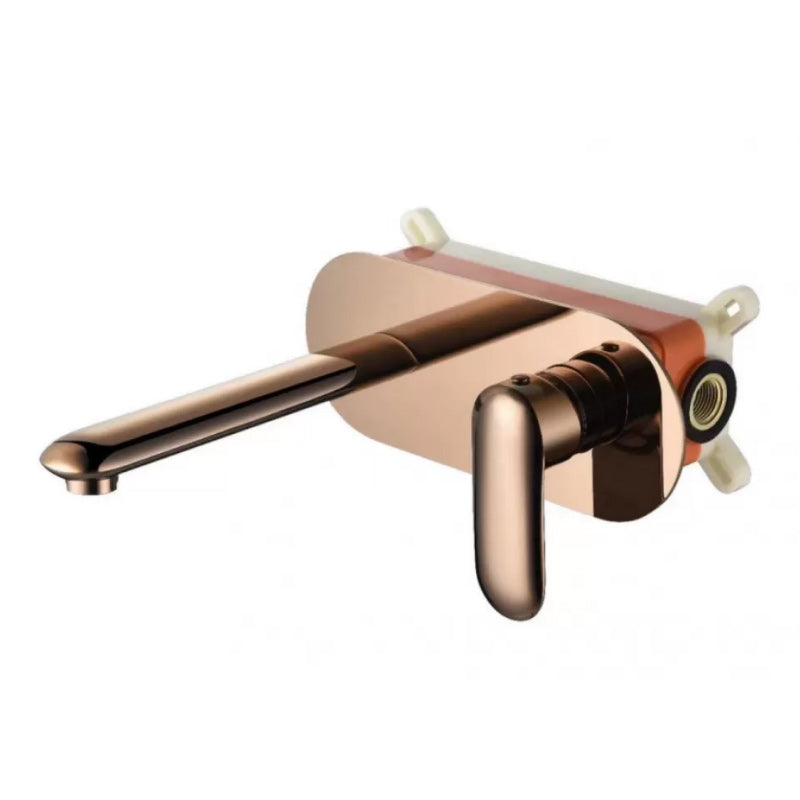 One Hole Faucet One Lever Handle Wall Mounted Bathroom Faucet Rose Gold Round Clearhalo 'Bathroom Remodel & Bathroom Fixtures' 'Bathroom Sink Faucets' 'Bathroom Sinks & Faucet Components' 'bathroom_sink_faucets' 'Home Improvement' 'home_improvement' 'home_improvement_bathroom_sink_faucets' 6167473