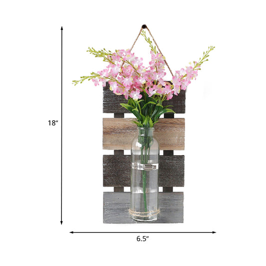 Pink/Pink-Yellow Flower Wall Sconce for Cafe Clear Glass Bottle String Light in Contemporary Style Clearhalo 'Wall Lamps & Sconces' 'Wall Lights' Lighting' 616754