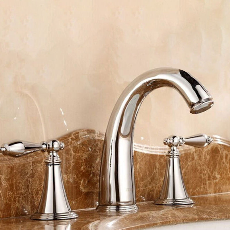 Luxury 3 Hole Sink Bathroom Faucet Lever Handle Basin Faucet Circular Brass Faucet Clearhalo 'Bathroom Remodel & Bathroom Fixtures' 'Bathroom Sink Faucets' 'Bathroom Sinks & Faucet Components' 'bathroom_sink_faucets' 'Home Improvement' 'home_improvement' 'home_improvement_bathroom_sink_faucets' 6167667