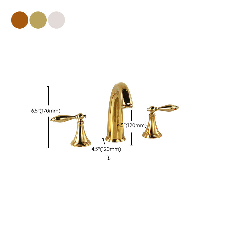 Luxury 3 Hole Sink Bathroom Faucet Lever Handle Basin Faucet Circular Brass Faucet Clearhalo 'Bathroom Remodel & Bathroom Fixtures' 'Bathroom Sink Faucets' 'Bathroom Sinks & Faucet Components' 'bathroom_sink_faucets' 'Home Improvement' 'home_improvement' 'home_improvement_bathroom_sink_faucets' 6167674