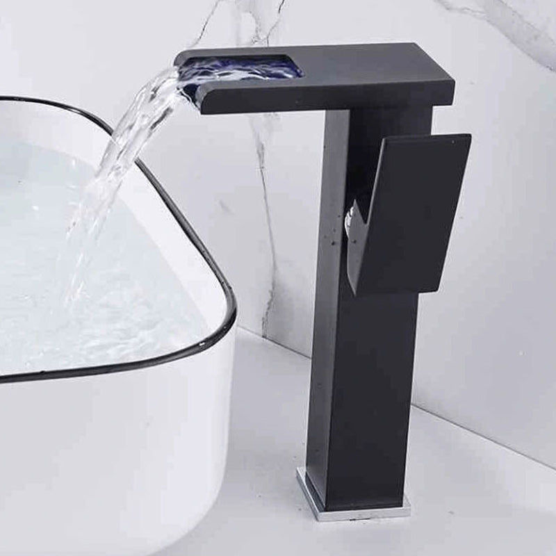 1-Handle Lavatory Faucet 1-Hole Vessel Sink Faucet with LED Lighting Nero 24,13cm Clearhalo 'Bathroom Remodel & Bathroom Fixtures' 'Bathroom Sink Faucets' 'Bathroom Sinks & Faucet Components' 'bathroom_sink_faucets' 'Casa' 'Home Improvement' 'home_improvement' 'home_improvement_bathroom_sink_faucets' 6167756