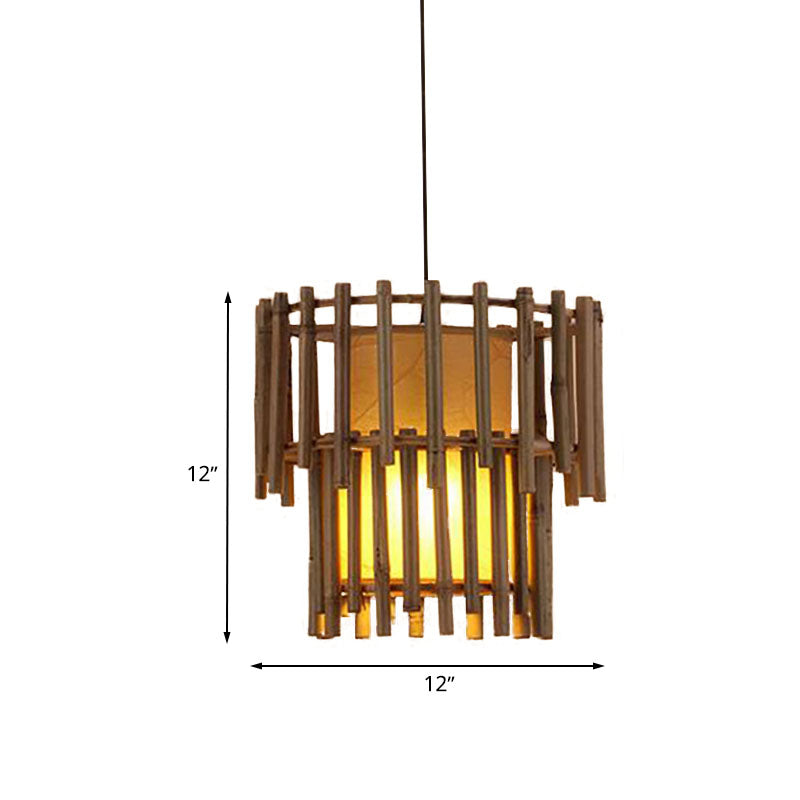 Rustic Cylinder Drop Pendant Bamboo 1-Light Living Room Hanging Light Fixture in Beige Clearhalo 'Ceiling Lights' 'Modern Pendants' 'Modern' 'Pendant Lights' 'Pendants' Lighting' 616784