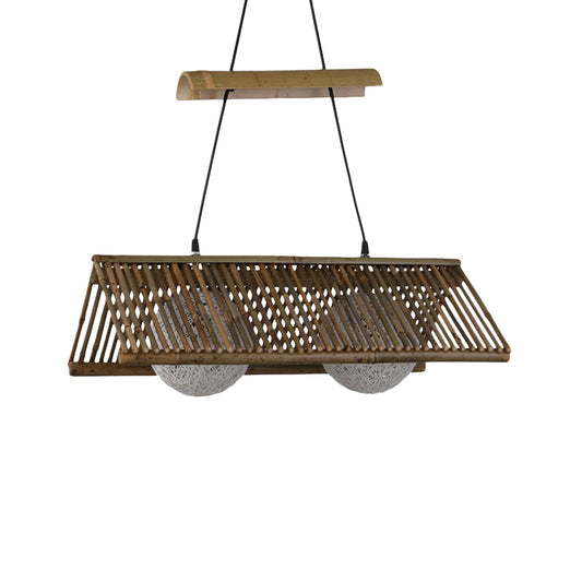 Country Basket/Roof Shaped Ceiling Pendant Light Bamboo 1/2 Lights Restaurant Hanging Light Fixture in Brown Clearhalo 'Ceiling Lights' 'Modern Pendants' 'Modern' 'Pendant Lights' 'Pendants' Lighting' 616793