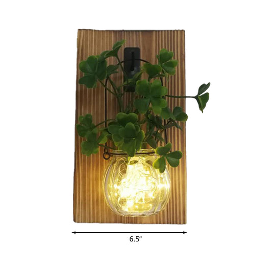 Flower/Plant Accent Wall String Light Rustic Clear Glass Shade Twinkle Light for Tea Shop Clearhalo 'Wall Lamps & Sconces' 'Wall Lights' Lighting' 616810