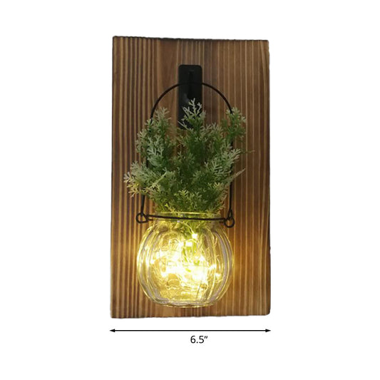 Flower/Plant Accent Wall String Light Rustic Clear Glass Shade Twinkle Light for Tea Shop Clearhalo 'Wall Lamps & Sconces' 'Wall Lights' Lighting' 616820