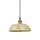 Hand-Worked Bamboo Hanging Light Modern 1 Head Beige Pendant Lamp with Barrel/Dome Shade for Coffee Shop Clearhalo 'Ceiling Lights' 'Pendant Lights' 'Pendants' Lighting' 616885