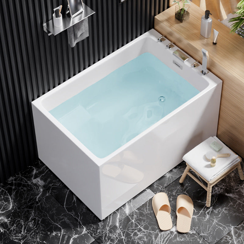 White Back to Wall Soaking Bathtub Contemporary Rectangular Acrylic Bath Tub 39"L x 27"W x 25"H With Seat Tub with Silver 5-Piece Set Clearhalo 'Bathroom Remodel & Bathroom Fixtures' 'Bathtubs' 'Home Improvement' 'home_improvement' 'home_improvement_bathtubs' 'Showers & Bathtubs' 6176644