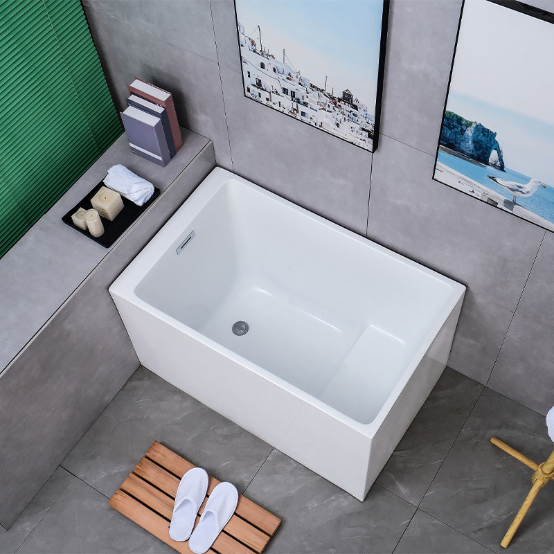 White Back to Wall Soaking Bathtub Contemporary Rectangular Acrylic Bath Tub With Seat Tub Clearhalo 'Bathroom Remodel & Bathroom Fixtures' 'Bathtubs' 'Home Improvement' 'home_improvement' 'home_improvement_bathtubs' 'Showers & Bathtubs' 6176645