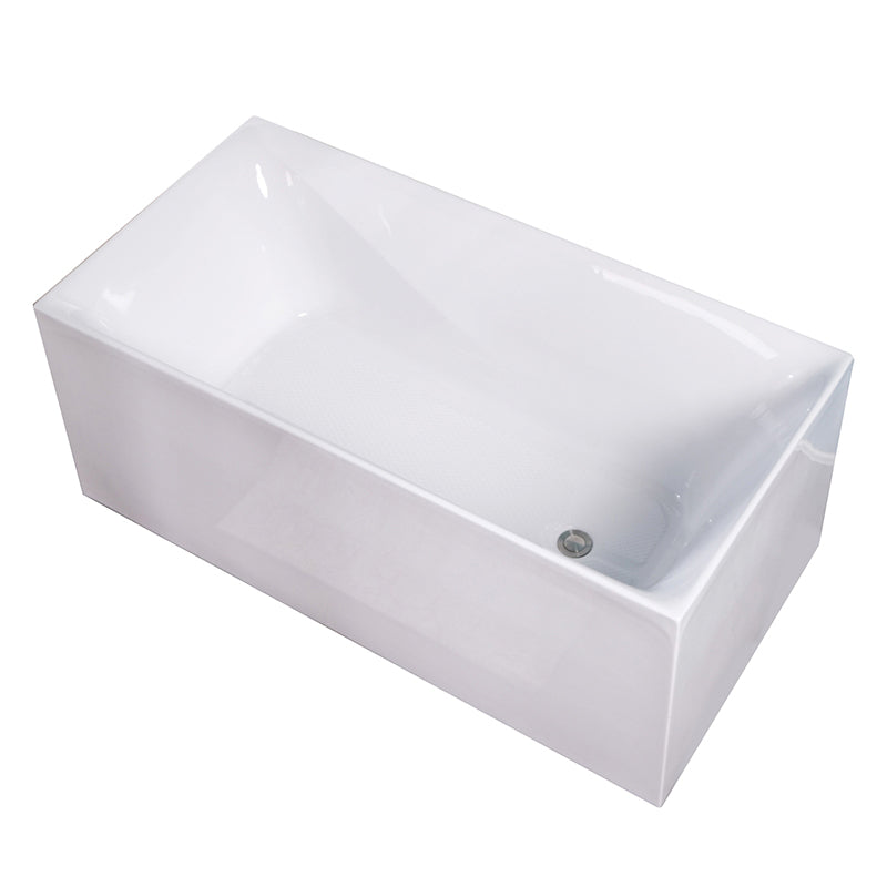 Modern Acrylic Freestanding Back to Wall Bathtub Soaking Rectangular Bath Tub Clearhalo 'Bathroom Remodel & Bathroom Fixtures' 'Bathtubs' 'Home Improvement' 'home_improvement' 'home_improvement_bathtubs' 'Showers & Bathtubs' 6176670