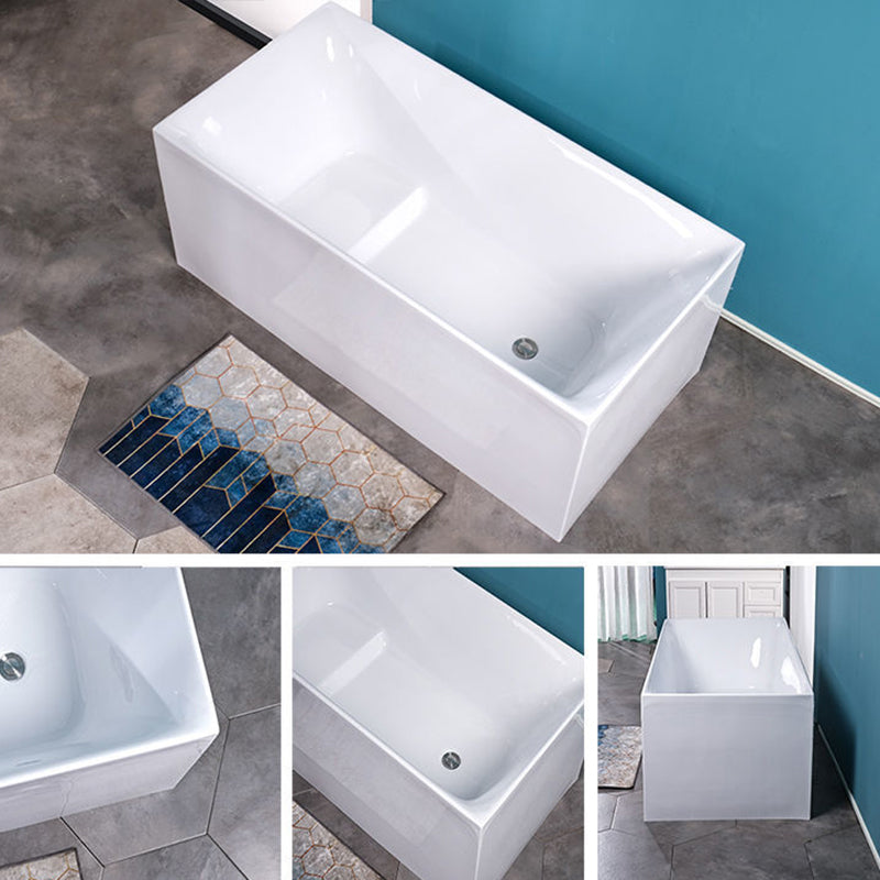 Modern Acrylic Freestanding Back to Wall Bathtub Soaking Rectangular Bath Tub Clearhalo 'Bathroom Remodel & Bathroom Fixtures' 'Bathtubs' 'Home Improvement' 'home_improvement' 'home_improvement_bathtubs' 'Showers & Bathtubs' 6176672