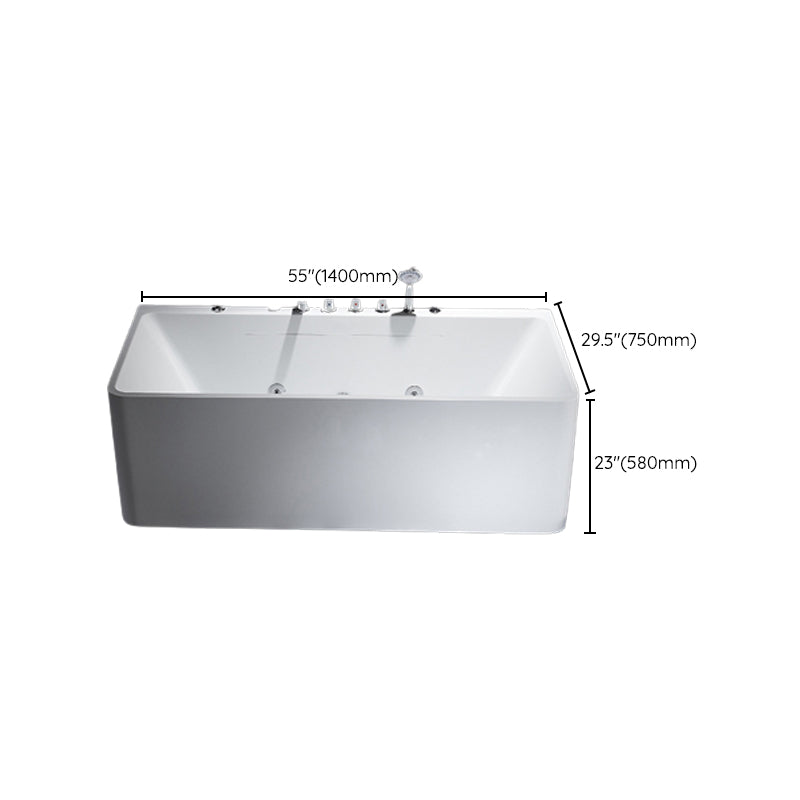 Modern Acrylic Rectangular Bath Tub White Tub with Internal Drain Clearhalo 'Bathroom Remodel & Bathroom Fixtures' 'Bathtubs' 'Home Improvement' 'home_improvement' 'home_improvement_bathtubs' 'Showers & Bathtubs' 6176691