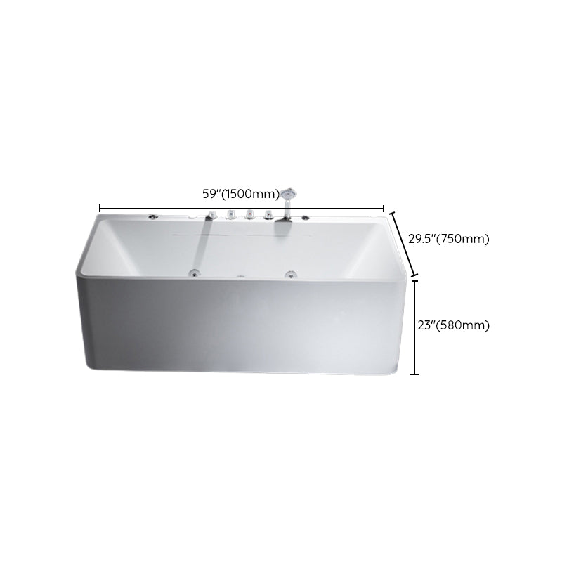 Modern Acrylic Rectangular Bath Tub White Tub with Internal Drain Clearhalo 'Bathroom Remodel & Bathroom Fixtures' 'Bathtubs' 'Home Improvement' 'home_improvement' 'home_improvement_bathtubs' 'Showers & Bathtubs' 6176692