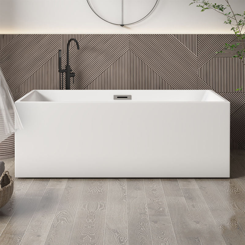 Modern Rectangular Bathtub with Internal Drain White Acrylic Soaking Tub White 63"L x 29.5"W x 24"H Clearhalo 'Bathroom Remodel & Bathroom Fixtures' 'Bathtubs' 'Home Improvement' 'home_improvement' 'home_improvement_bathtubs' 'Showers & Bathtubs' 6176695