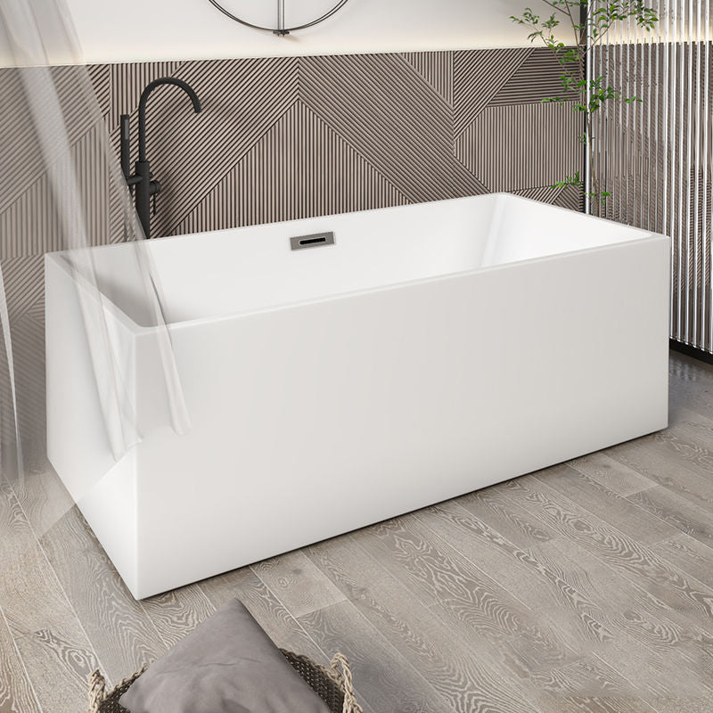 Modern Rectangular Bathtub with Internal Drain White Acrylic Soaking Tub White 59"L x 30"W x 24"H Clearhalo 'Bathroom Remodel & Bathroom Fixtures' 'Bathtubs' 'Home Improvement' 'home_improvement' 'home_improvement_bathtubs' 'Showers & Bathtubs' 6176696