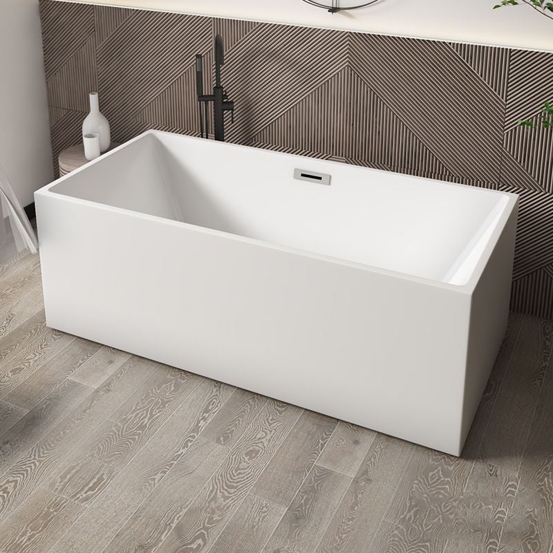 Modern Rectangular Bathtub with Internal Drain White Acrylic Soaking Tub Clearhalo 'Bathroom Remodel & Bathroom Fixtures' 'Bathtubs' 'Home Improvement' 'home_improvement' 'home_improvement_bathtubs' 'Showers & Bathtubs' 6176697