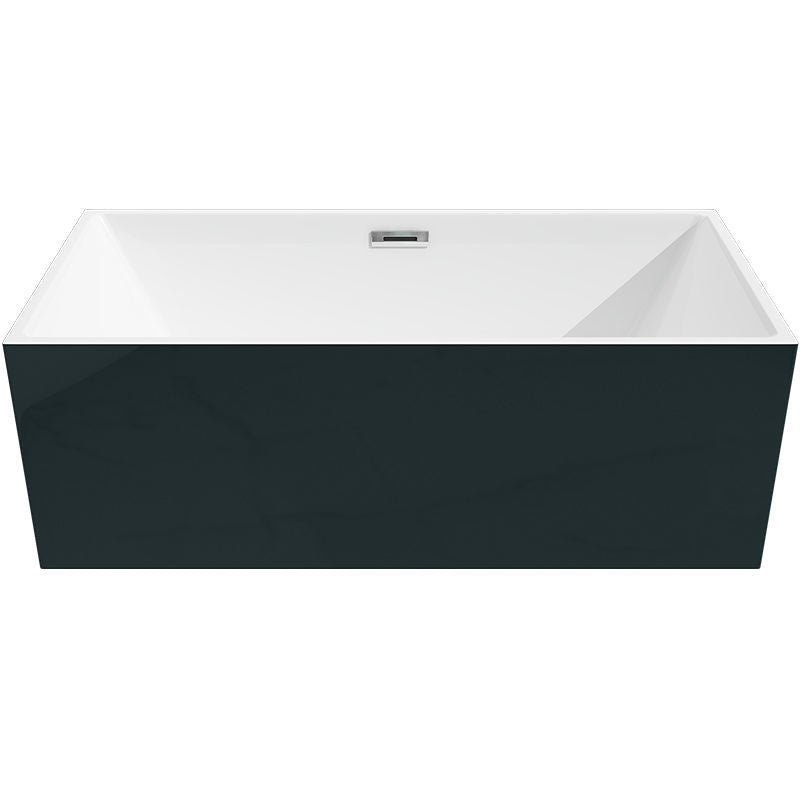 Modern Rectangular Bathtub with Internal Drain White Acrylic Soaking Tub Black White Clearhalo 'Bathroom Remodel & Bathroom Fixtures' 'Bathtubs' 'Home Improvement' 'home_improvement' 'home_improvement_bathtubs' 'Showers & Bathtubs' 6176699