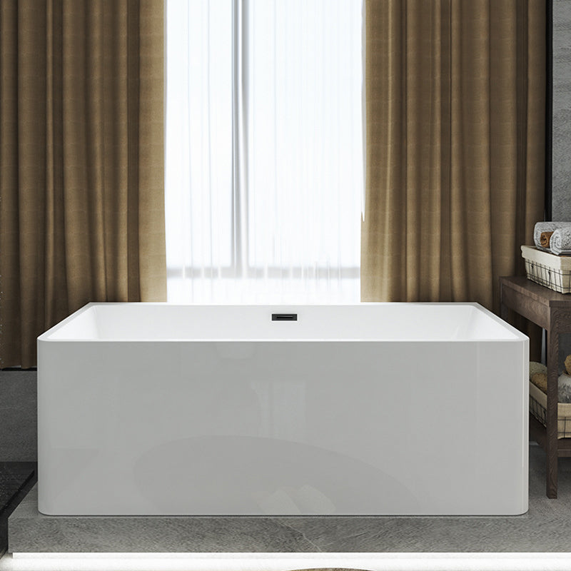 Rectangular Freestanding Back to Wall Bathtub Modern Acrylic-Fiberglass Bath Tub Tub Clearhalo 'Bathroom Remodel & Bathroom Fixtures' 'Bathtubs' 'Home Improvement' 'home_improvement' 'home_improvement_bathtubs' 'Showers & Bathtubs' 6176708