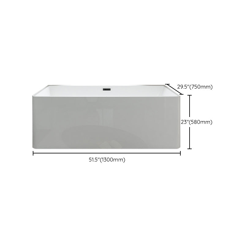 Rectangular Freestanding Back to Wall Bathtub Modern Acrylic-Fiberglass Bath Tub Clearhalo 'Bathroom Remodel & Bathroom Fixtures' 'Bathtubs' 'Home Improvement' 'home_improvement' 'home_improvement_bathtubs' 'Showers & Bathtubs' 6176717