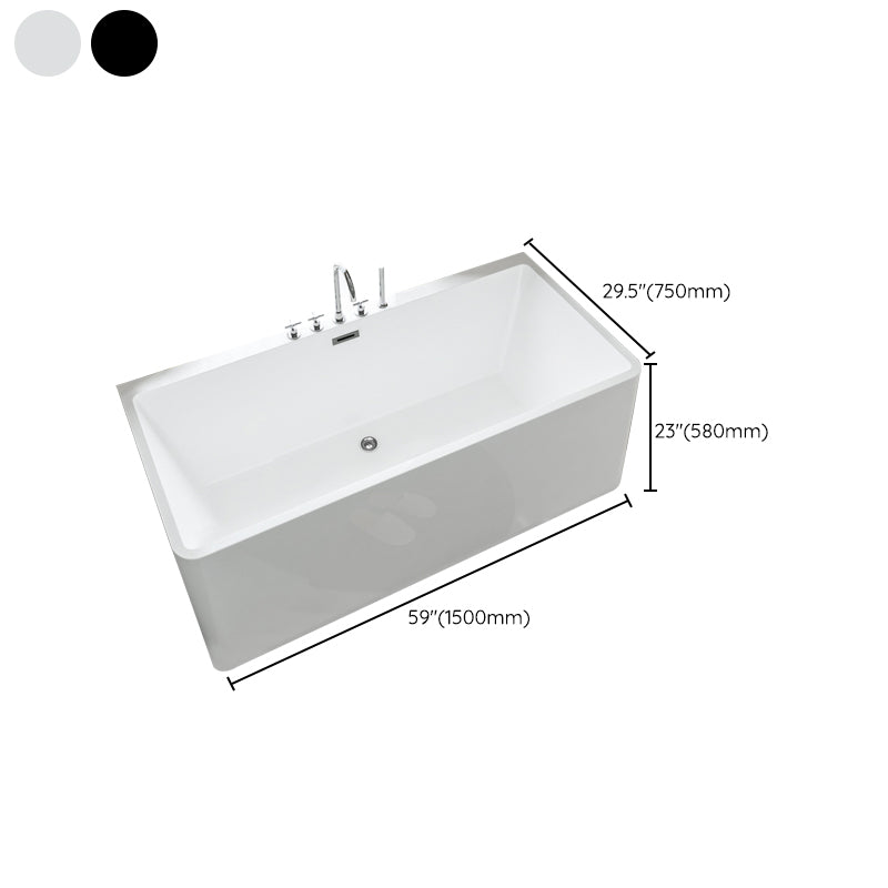 Rectangular Freestanding Back to Wall Bathtub Modern Acrylic-Fiberglass Bath Tub Clearhalo 'Bathroom Remodel & Bathroom Fixtures' 'Bathtubs' 'Home Improvement' 'home_improvement' 'home_improvement_bathtubs' 'Showers & Bathtubs' 6176722