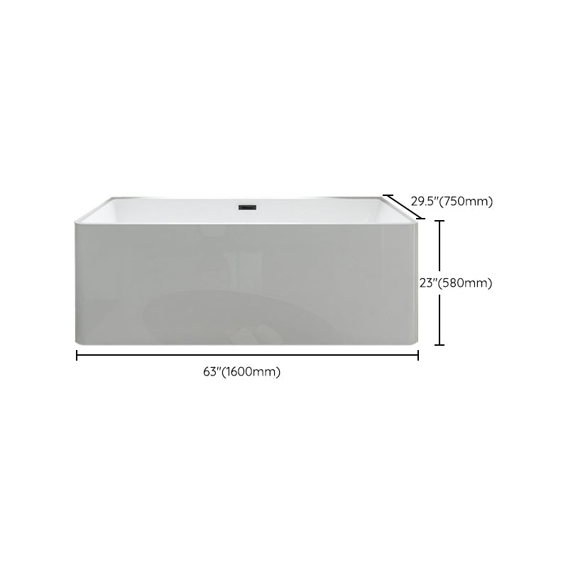 Rectangular Freestanding Back to Wall Bathtub Modern Acrylic-Fiberglass Bath Tub Clearhalo 'Bathroom Remodel & Bathroom Fixtures' 'Bathtubs' 'Home Improvement' 'home_improvement' 'home_improvement_bathtubs' 'Showers & Bathtubs' 6176723