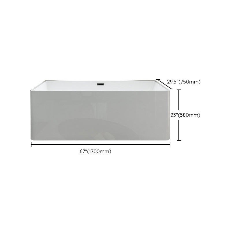 Rectangular Freestanding Back to Wall Bathtub Modern Acrylic-Fiberglass Bath Tub Clearhalo 'Bathroom Remodel & Bathroom Fixtures' 'Bathtubs' 'Home Improvement' 'home_improvement' 'home_improvement_bathtubs' 'Showers & Bathtubs' 6176725