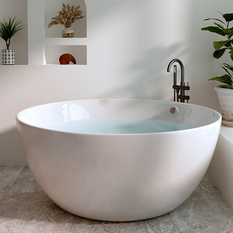 Round White Acrylic-Fiberglass Bathtub Soaking Freestanding Bath Tub 59"L x 59"W x 26"H Clearhalo 'Bathroom Remodel & Bathroom Fixtures' 'Bathtubs' 'Home Improvement' 'home_improvement' 'home_improvement_bathtubs' 'Showers & Bathtubs' 6176731