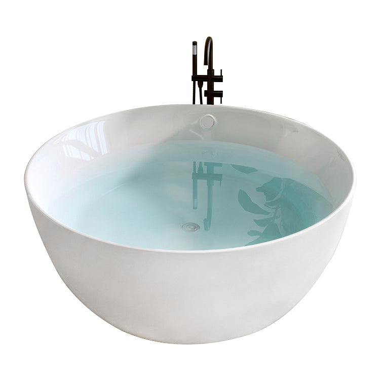 Round White Acrylic-Fiberglass Bathtub Soaking Freestanding Bath Tub Clearhalo 'Bathroom Remodel & Bathroom Fixtures' 'Bathtubs' 'Home Improvement' 'home_improvement' 'home_improvement_bathtubs' 'Showers & Bathtubs' 6176732