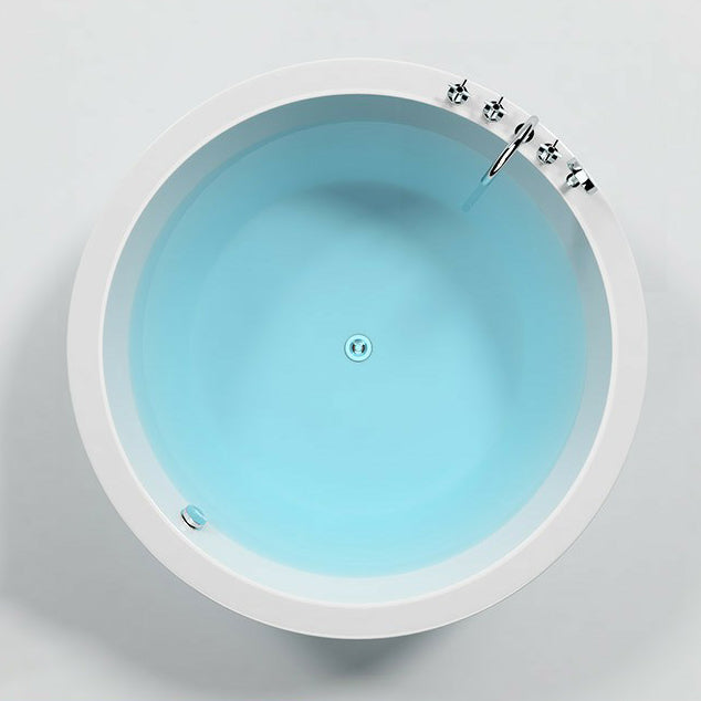 Modern Round Drop-in Bathtub Acrylic-Fiberglass Soaking/Air Bathtub Tub & Silver Five-Piece Set Clearhalo 'Bathroom Remodel & Bathroom Fixtures' 'Bathtubs' 'Home Improvement' 'home_improvement' 'home_improvement_bathtubs' 'Showers & Bathtubs' 6176749