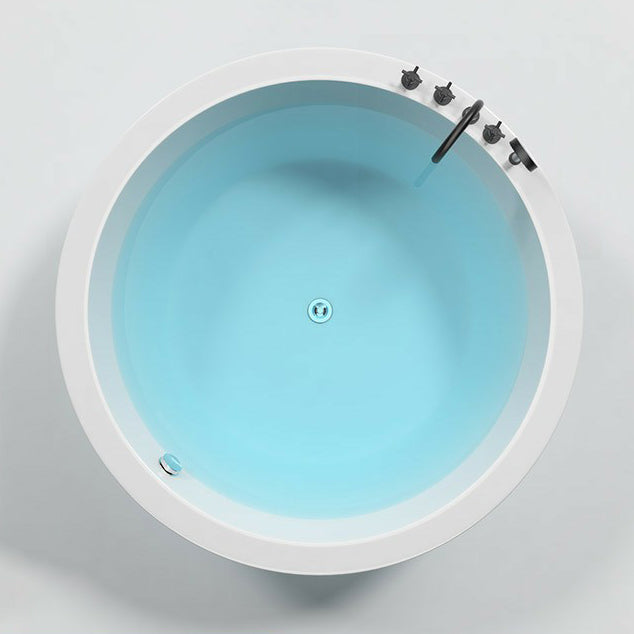 Modern Round Drop-in Bathtub Acrylic-Fiberglass Soaking/Air Bathtub Tub & Black Five-Piece Set Clearhalo 'Bathroom Remodel & Bathroom Fixtures' 'Bathtubs' 'Home Improvement' 'home_improvement' 'home_improvement_bathtubs' 'Showers & Bathtubs' 6176751