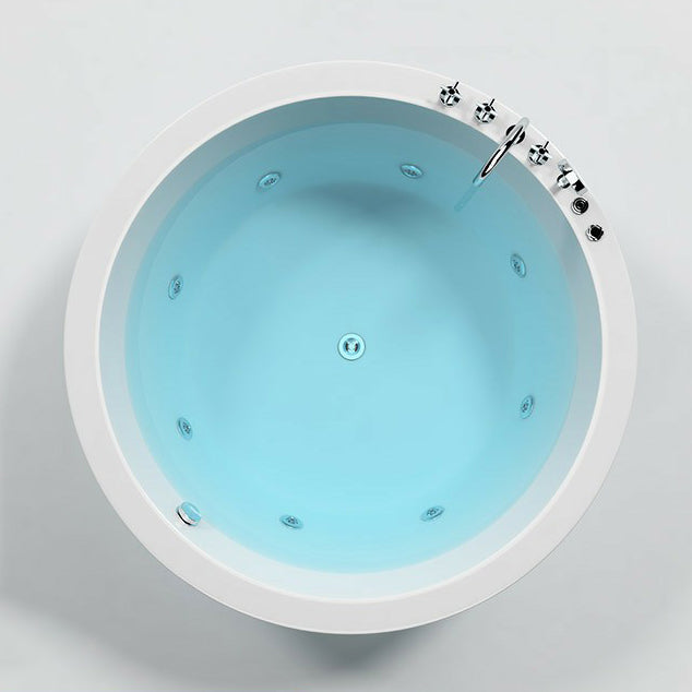 Modern Round Drop-in Bathtub Acrylic-Fiberglass Soaking/Air Bathtub Silver Five-Piece Set & Massage Clearhalo 'Bathroom Remodel & Bathroom Fixtures' 'Bathtubs' 'Home Improvement' 'home_improvement' 'home_improvement_bathtubs' 'Showers & Bathtubs' 6176752