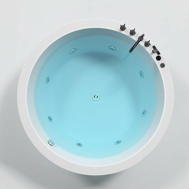 Modern Round Drop-in Bathtub Acrylic-Fiberglass Soaking/Air Bathtub Black Five-Piece Set & Massage & Thermostat Clearhalo 'Bathroom Remodel & Bathroom Fixtures' 'Bathtubs' 'Home Improvement' 'home_improvement' 'home_improvement_bathtubs' 'Showers & Bathtubs' 6176756