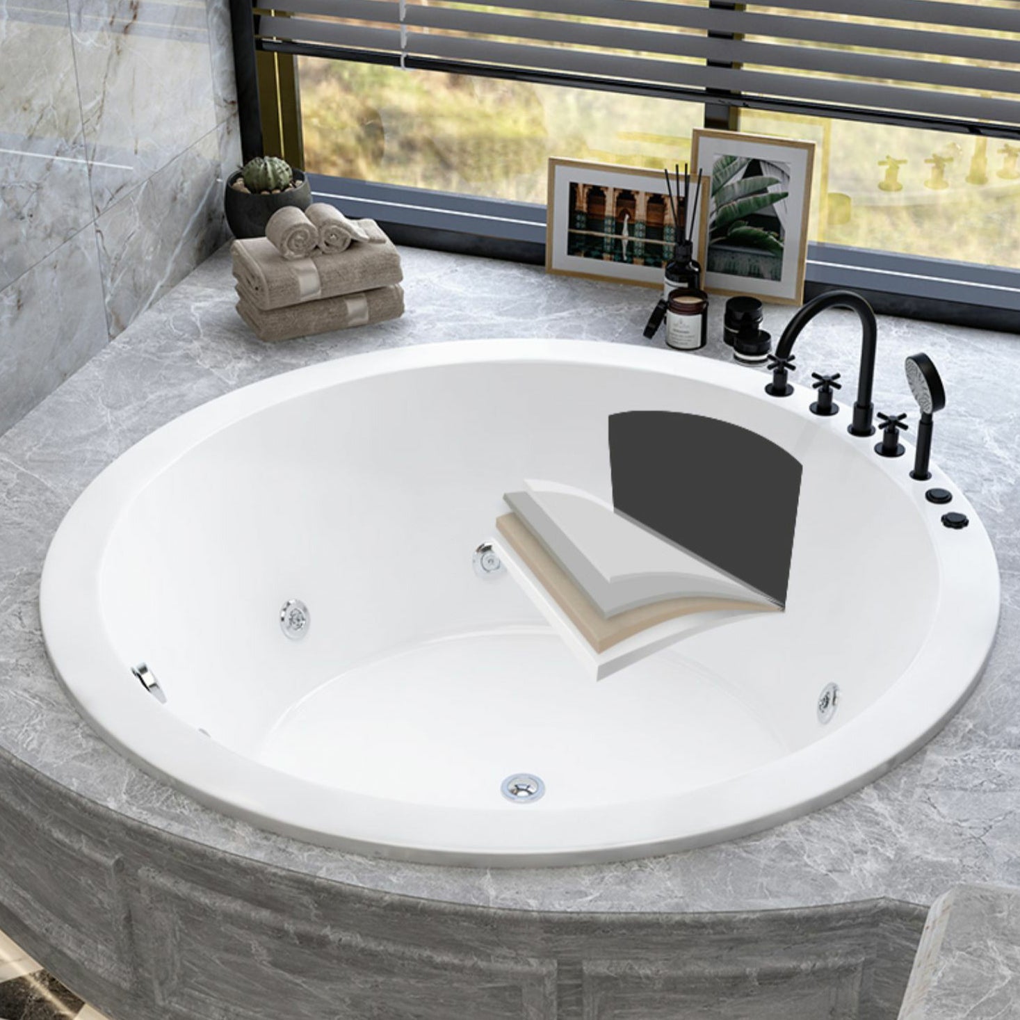 Modern Round Drop-in Bathtub Acrylic-Fiberglass Soaking/Air Bathtub Clearhalo 'Bathroom Remodel & Bathroom Fixtures' 'Bathtubs' 'Home Improvement' 'home_improvement' 'home_improvement_bathtubs' 'Showers & Bathtubs' 6176764