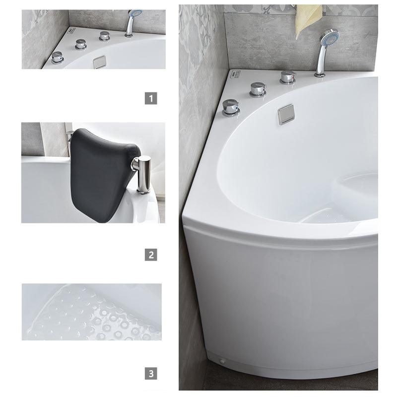 Freestanding Soaking Corner Bathtub Contemporary Acrylic-Fiberglass Bathtub with Seat Clearhalo 'Bathroom Remodel & Bathroom Fixtures' 'Bathtubs' 'Home Improvement' 'home_improvement' 'home_improvement_bathtubs' 'Showers & Bathtubs' 6176786