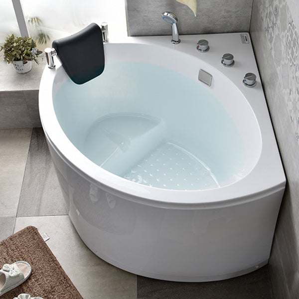 Freestanding Soaking Corner Bathtub Contemporary Acrylic-Fiberglass Bathtub with Seat Clearhalo 'Bathroom Remodel & Bathroom Fixtures' 'Bathtubs' 'Home Improvement' 'home_improvement' 'home_improvement_bathtubs' 'Showers & Bathtubs' 6176787