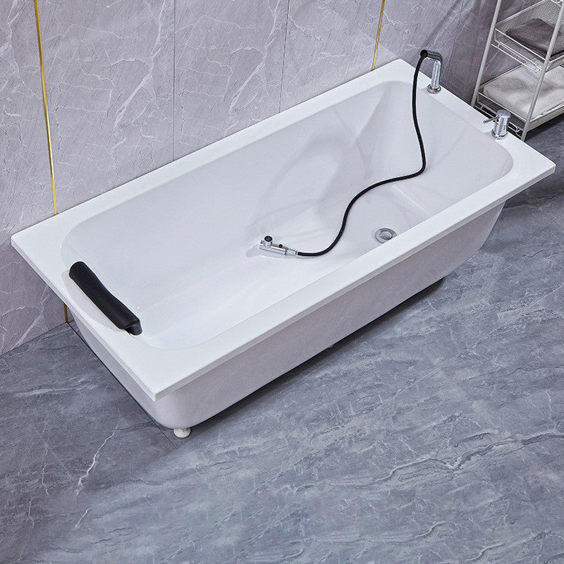 Matte Finish Acrylic Rectangular Bathtub Modern Soaking Freestanding Tub White Tub with Deck Faucets Clearhalo 'Bathroom Remodel & Bathroom Fixtures' 'Bathtubs' 'Home Improvement' 'home_improvement' 'home_improvement_bathtubs' 'Showers & Bathtubs' 6176800