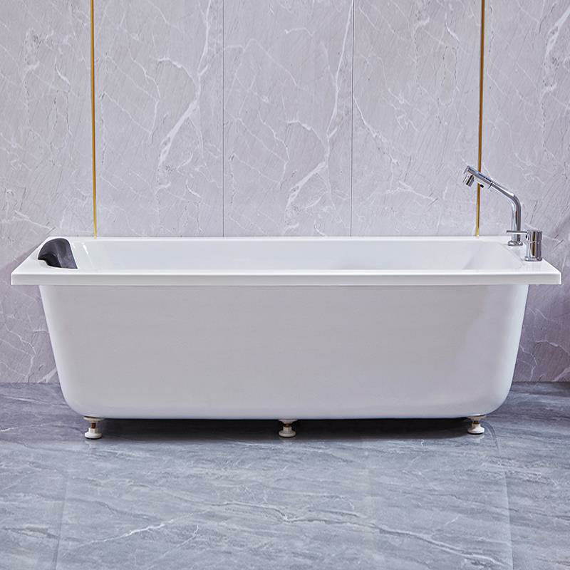 Matte Finish Acrylic Rectangular Bathtub Modern Soaking Freestanding Tub White 63"L x 27"W x 19"H Tub with Deck Faucets Clearhalo 'Bathroom Remodel & Bathroom Fixtures' 'Bathtubs' 'Home Improvement' 'home_improvement' 'home_improvement_bathtubs' 'Showers & Bathtubs' 6176801