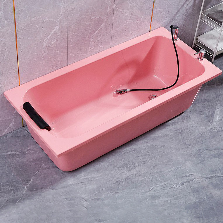 Matte Finish Acrylic Rectangular Bathtub Modern Soaking Freestanding Tub Pink Tub with Deck Faucets Clearhalo 'Bathroom Remodel & Bathroom Fixtures' 'Bathtubs' 'Home Improvement' 'home_improvement' 'home_improvement_bathtubs' 'Showers & Bathtubs' 6176804