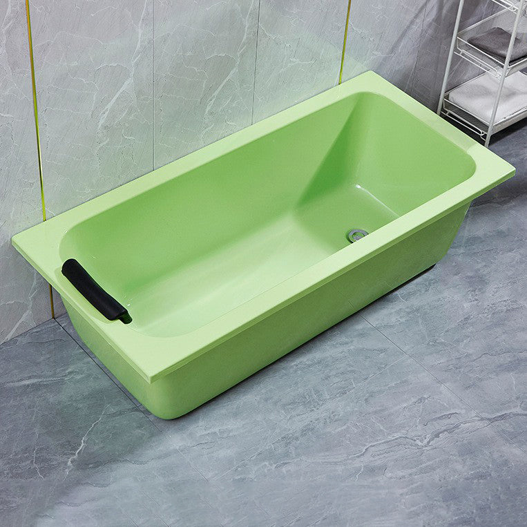 Matte Finish Acrylic Rectangular Bathtub Modern Soaking Freestanding Tub Green Tub Clearhalo 'Bathroom Remodel & Bathroom Fixtures' 'Bathtubs' 'Home Improvement' 'home_improvement' 'home_improvement_bathtubs' 'Showers & Bathtubs' 6176814