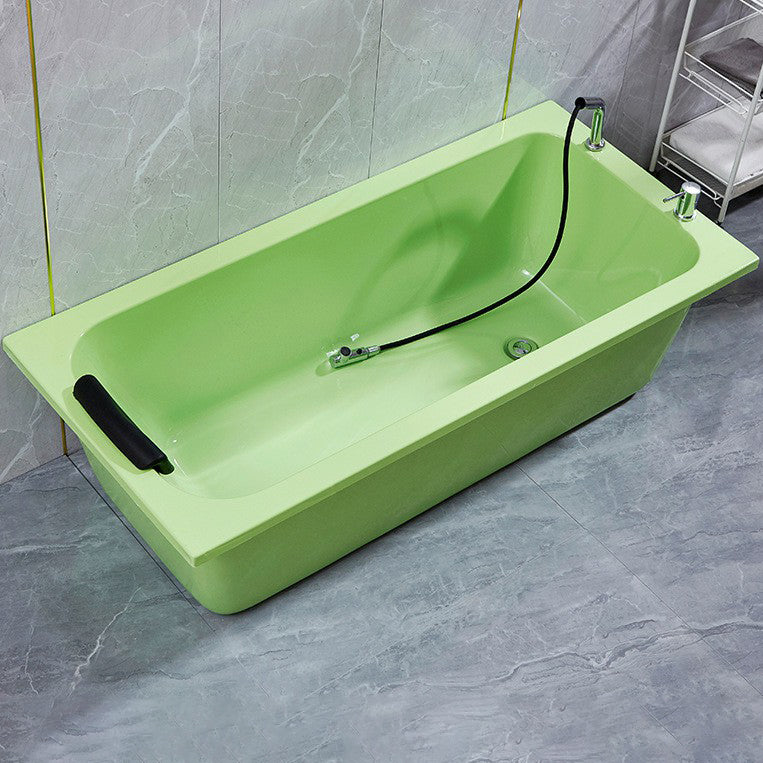 Matte Finish Acrylic Rectangular Bathtub Modern Soaking Freestanding Tub Green Tub with Deck Faucets Clearhalo 'Bathroom Remodel & Bathroom Fixtures' 'Bathtubs' 'Home Improvement' 'home_improvement' 'home_improvement_bathtubs' 'Showers & Bathtubs' 6176816