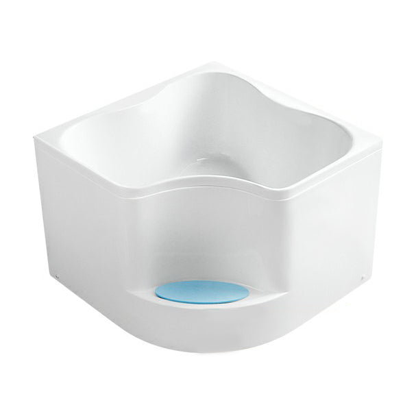 Modern Corner Soaking Bathtub White Acrylic Bathtub with Center-Front Drain Clearhalo 'Bathroom Remodel & Bathroom Fixtures' 'Bathtubs' 'Home Improvement' 'home_improvement' 'home_improvement_bathtubs' 'Showers & Bathtubs' 6176845