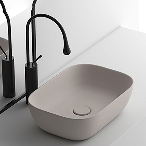 Modern Bathroom Sink Pop-Up Drain Porcelain Solid Color Oval-Shape Vessel 19.7"L x 15.7"W x 6.1"H Sink with Faucet Clearhalo 'Bathroom Remodel & Bathroom Fixtures' 'Bathroom Sinks & Faucet Components' 'Bathroom Sinks' 'bathroom_sink' 'Home Improvement' 'home_improvement' 'home_improvement_bathroom_sink' 6176866