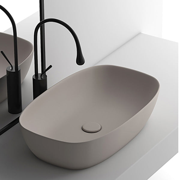 Modern Bathroom Sink Pop-Up Drain Porcelain Solid Color Oval-Shape Vessel 23.6"L x 15.4"W x 5.7"H Sink with Faucet Clearhalo 'Bathroom Remodel & Bathroom Fixtures' 'Bathroom Sinks & Faucet Components' 'Bathroom Sinks' 'bathroom_sink' 'Home Improvement' 'home_improvement' 'home_improvement_bathroom_sink' 6176870
