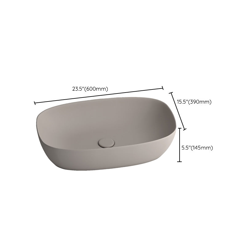 Modern Bathroom Sink Pop-Up Drain Porcelain Solid Color Oval-Shape Vessel Clearhalo 'Bathroom Remodel & Bathroom Fixtures' 'Bathroom Sinks & Faucet Components' 'Bathroom Sinks' 'bathroom_sink' 'Home Improvement' 'home_improvement' 'home_improvement_bathroom_sink' 6176879