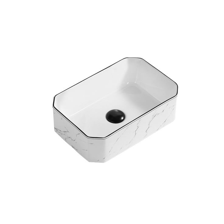 Contemporary Bathroom Sink Pop-Up Drain Porcelain Rectangular Vessel Clearhalo 'Bathroom Remodel & Bathroom Fixtures' 'Bathroom Sinks & Faucet Components' 'Bathroom Sinks' 'bathroom_sink' 'Home Improvement' 'home_improvement' 'home_improvement_bathroom_sink' 6176884